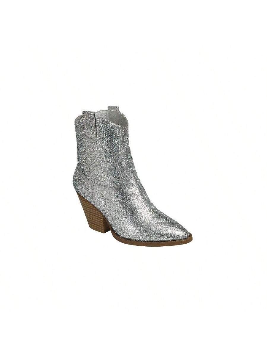 River-01 Rhinestone Cowboy Ankle Bootie
