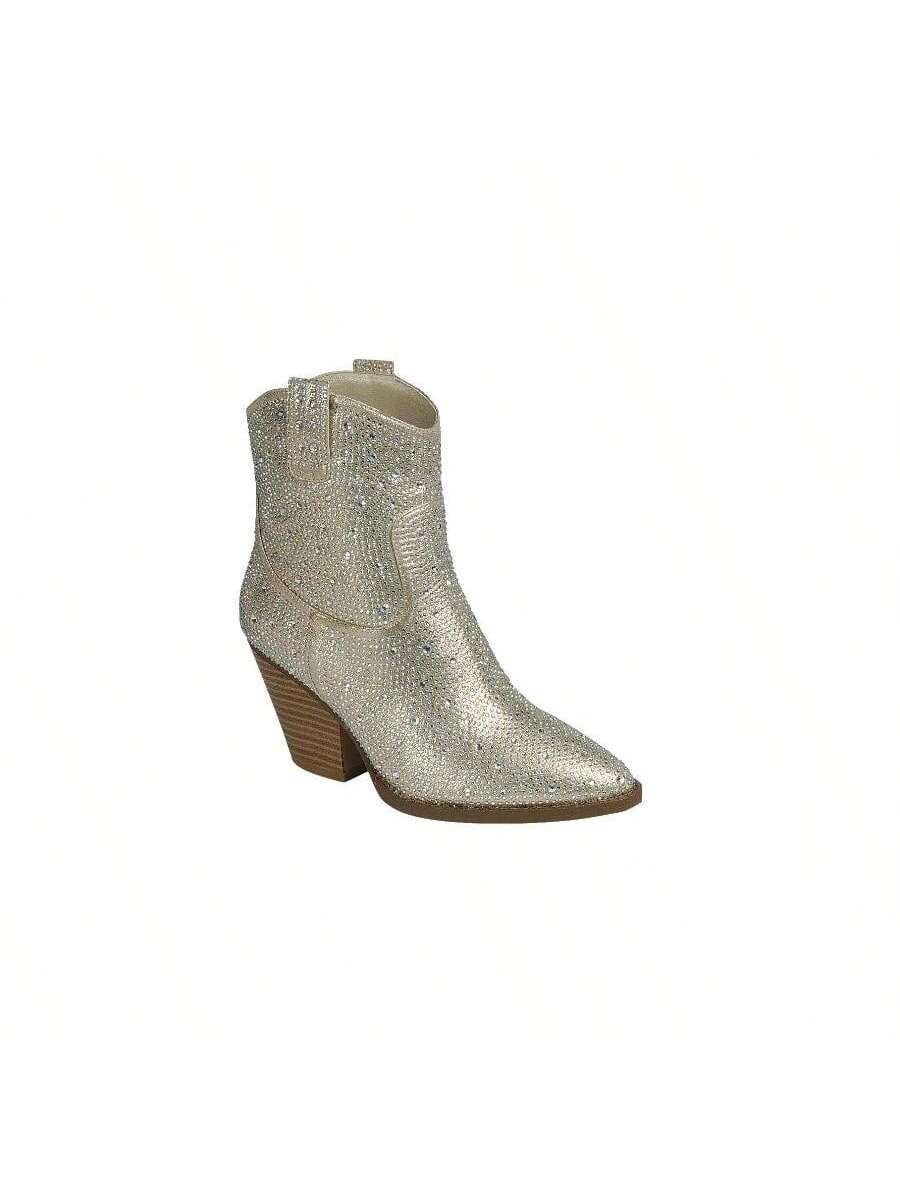 River-01 Rhinestone Cowboy Ankle Bootie