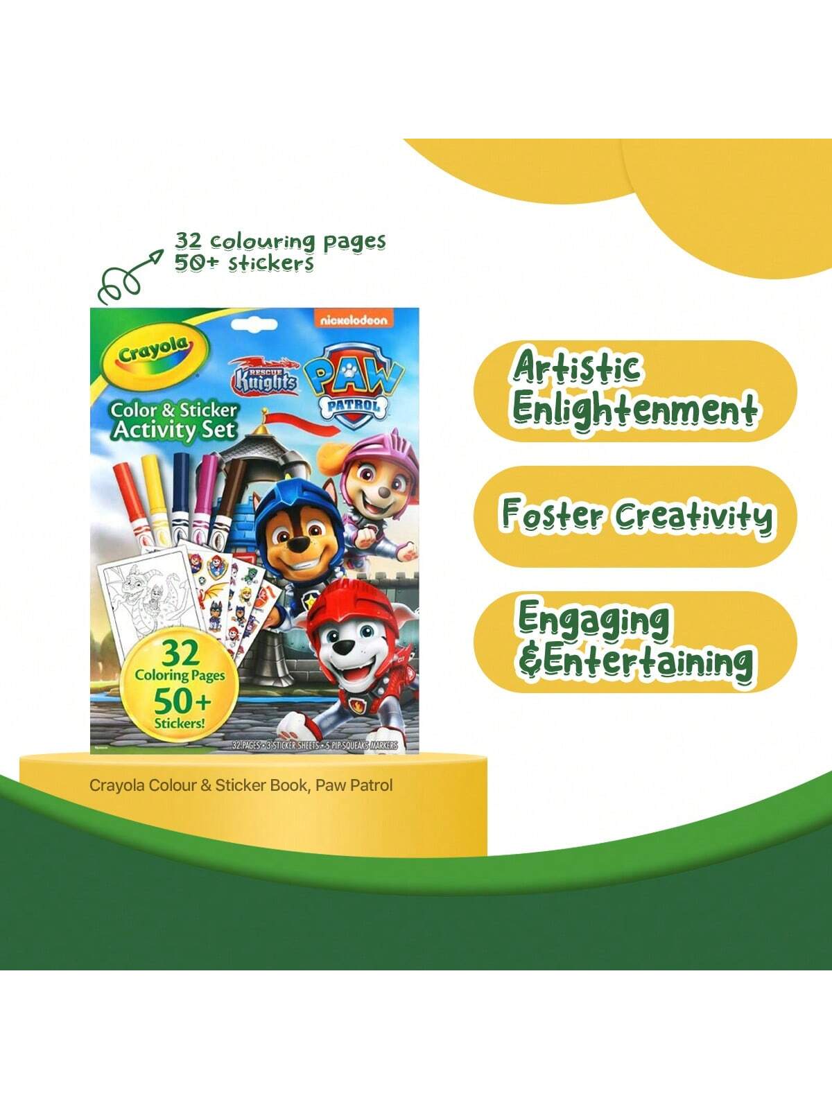 Crayola Paw Patrol Color And Sticker Activity Set With Pipsqueaks Mini Markers - Includes Washable Markers, Stickers, And Reusable Storage - Ideal Gift For Kids Ages 3 & Up