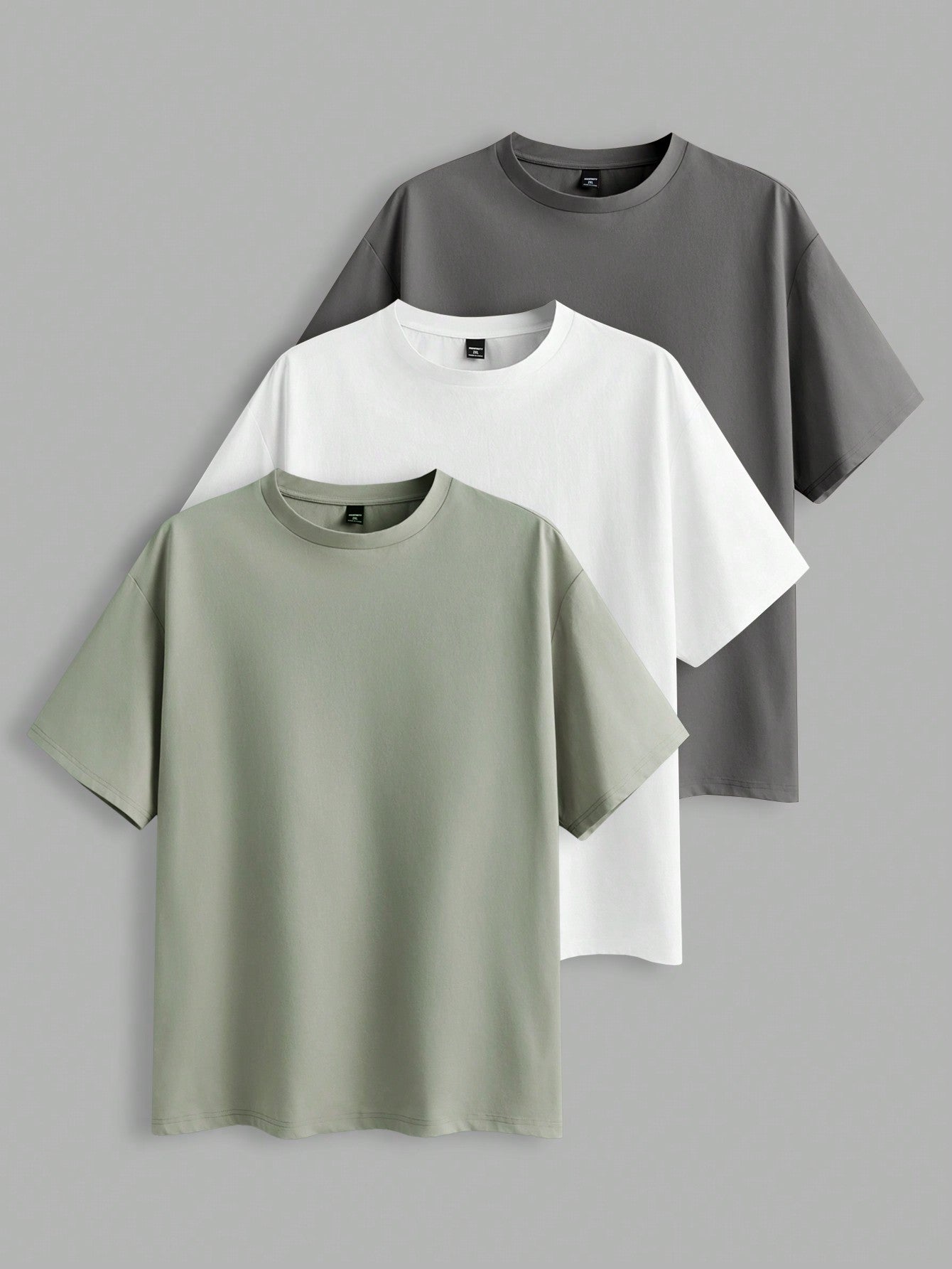 3pcs/Set Men's Plus Size Solid Color Knitted Casual Short Sleeve T-Shirt, Regular-Fitting With Round Neckline, Perfect For Summer Daily Wear