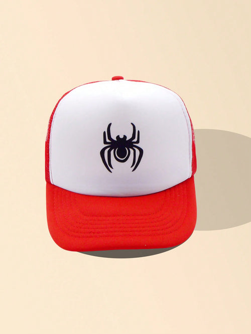 1pc Cute Spider Web Pattern Baseball Cap For Children, Sun Protection Adjustable Cap With Brim