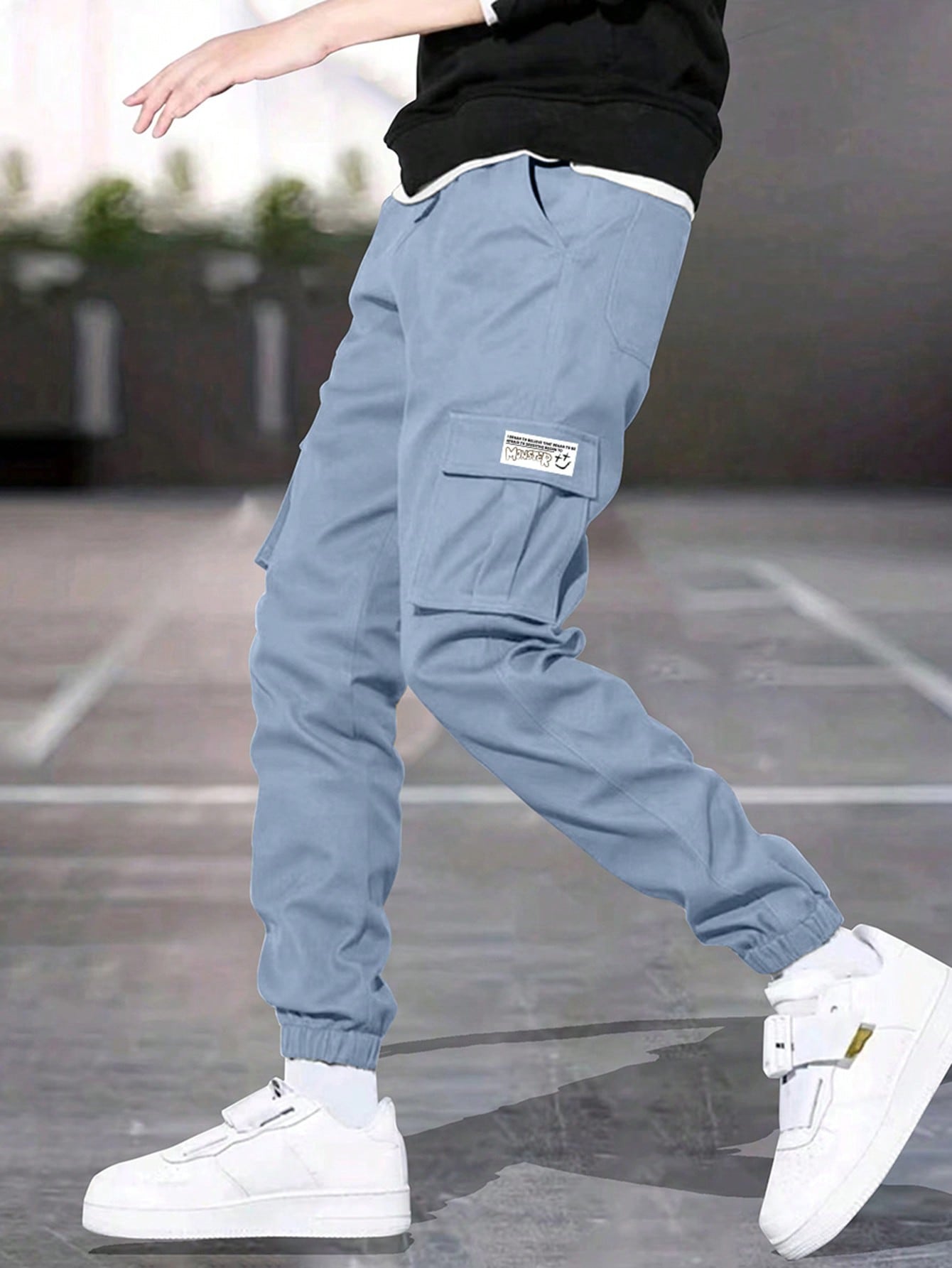 Tween Boy Casual Sport Outdoor Pocketed Printed Cargo Pants For Spring And Autumn