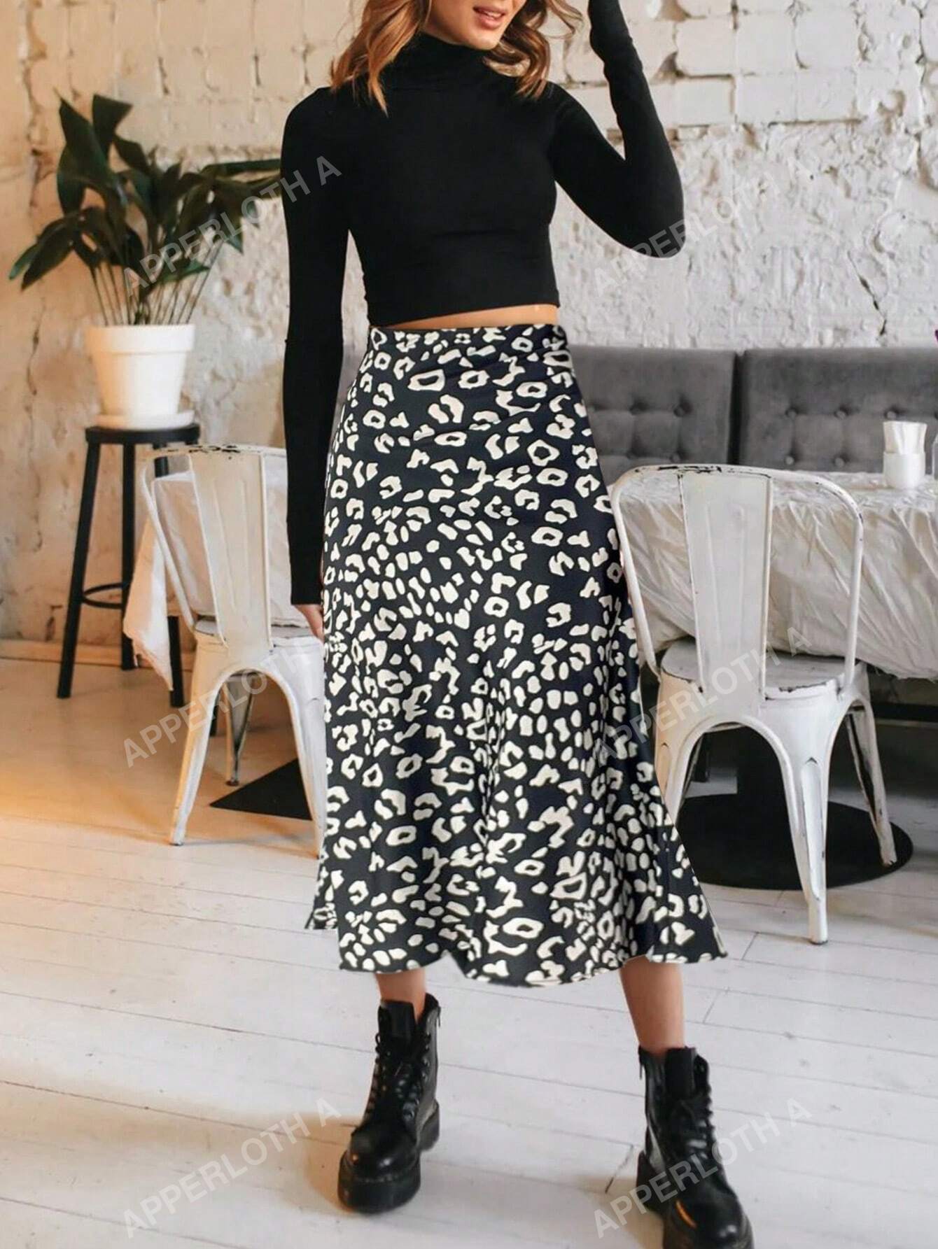 A Satin Skirts Casual Silk Mermaid Hem Midi Skirt High Waisted Long Skirts Zipper Elegant Work Skirts