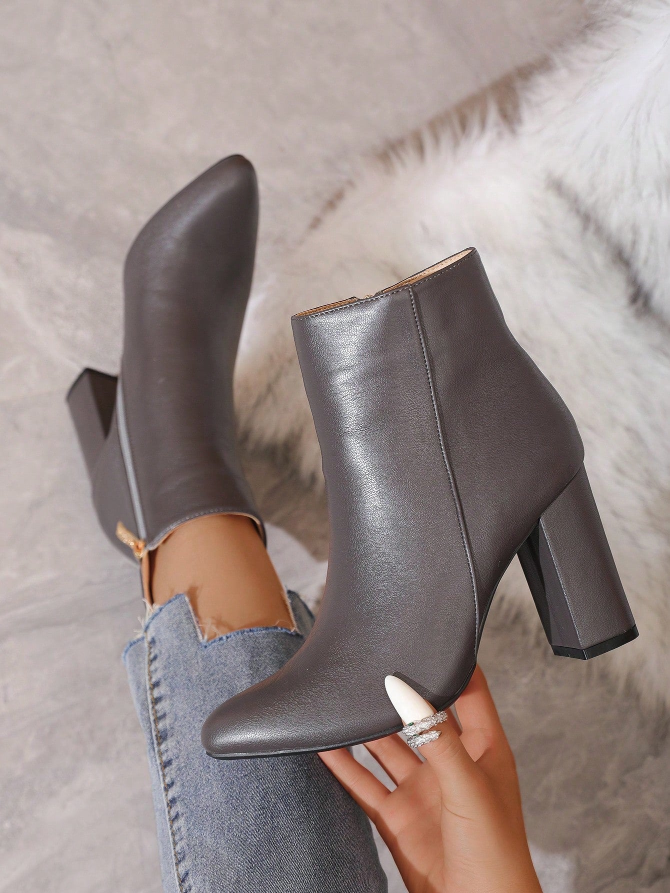 Apricot Colored Boots For Women, Short Boots, Fashion Ankle Boots, Chunky Heel Boots, Ultra High Heel Boots, Beige Boots