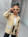 Fashion Casual Trend For Girls, Cute, Comfortable, Soft, Simple And Versatile, College Style, Long Sleeve Knitted Long Loose Sweater Cardigan, Suitable For Home Wear, Suitable For Daily Travel, Suitable For School Wear, Suitable For Outdoor Wear, Suitable