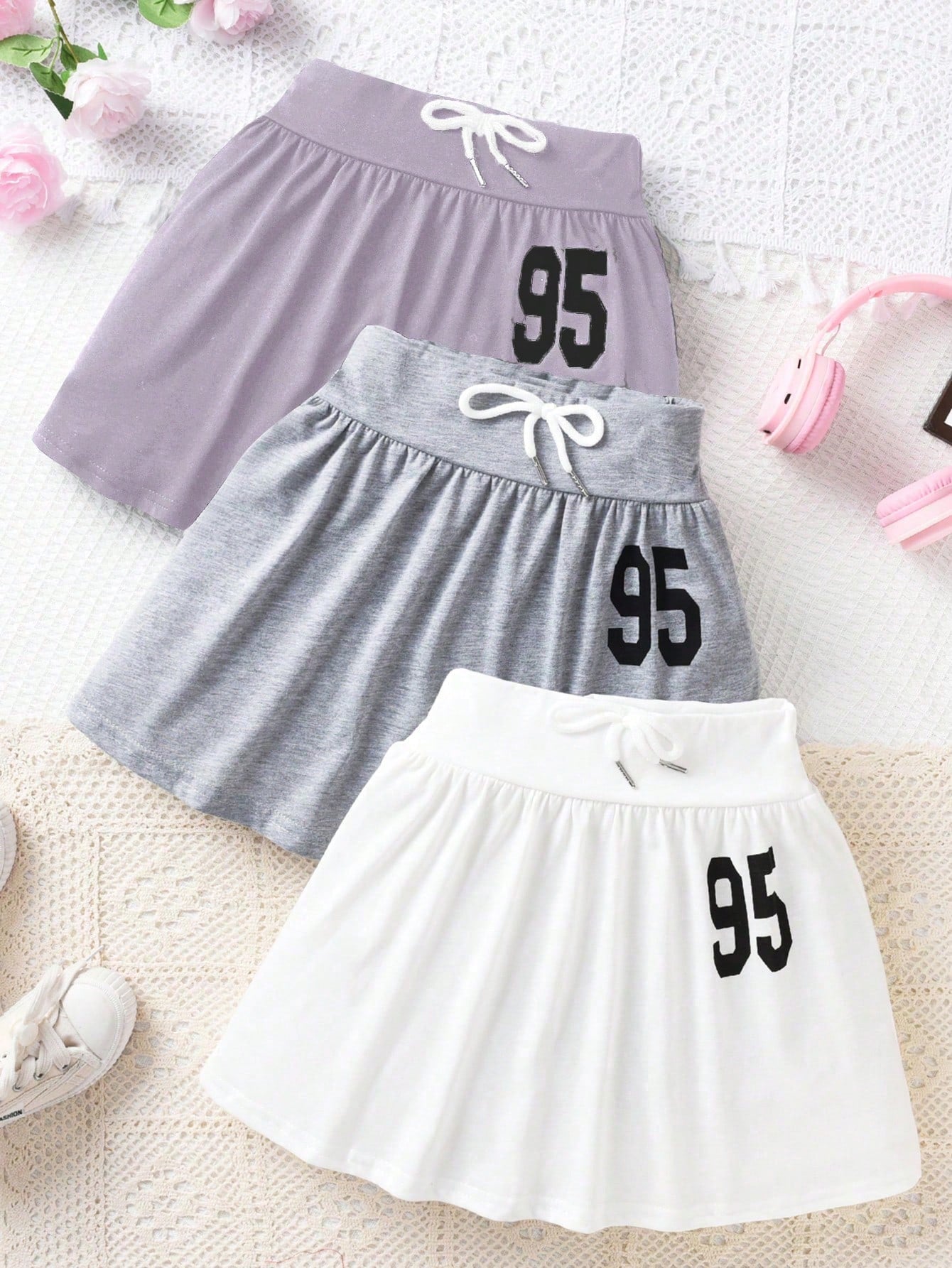 Tween Girls' Summer Casual Numeric Printed Skirt