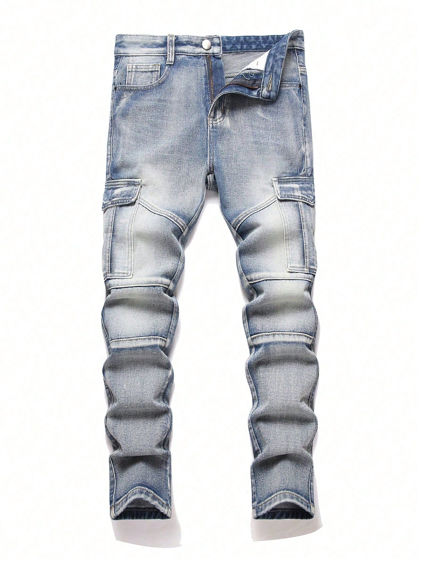 Teen Boy White Slim Straight Leg Jeans With Side Pockets