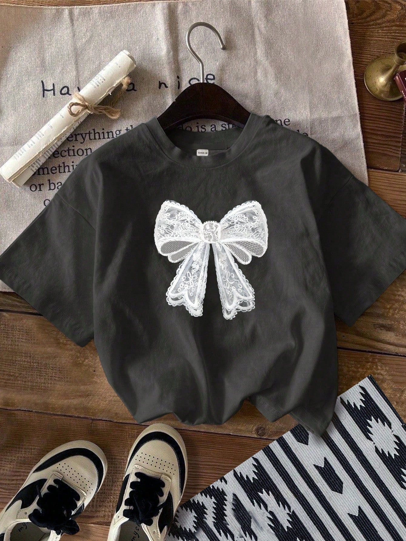 Plus Size Halloween Acid Washed Look Vintage Knitted Distressed Loose Fit Knit Screaming Skull Pattern Cartoon Pattern Short Sleeve T-Shirt