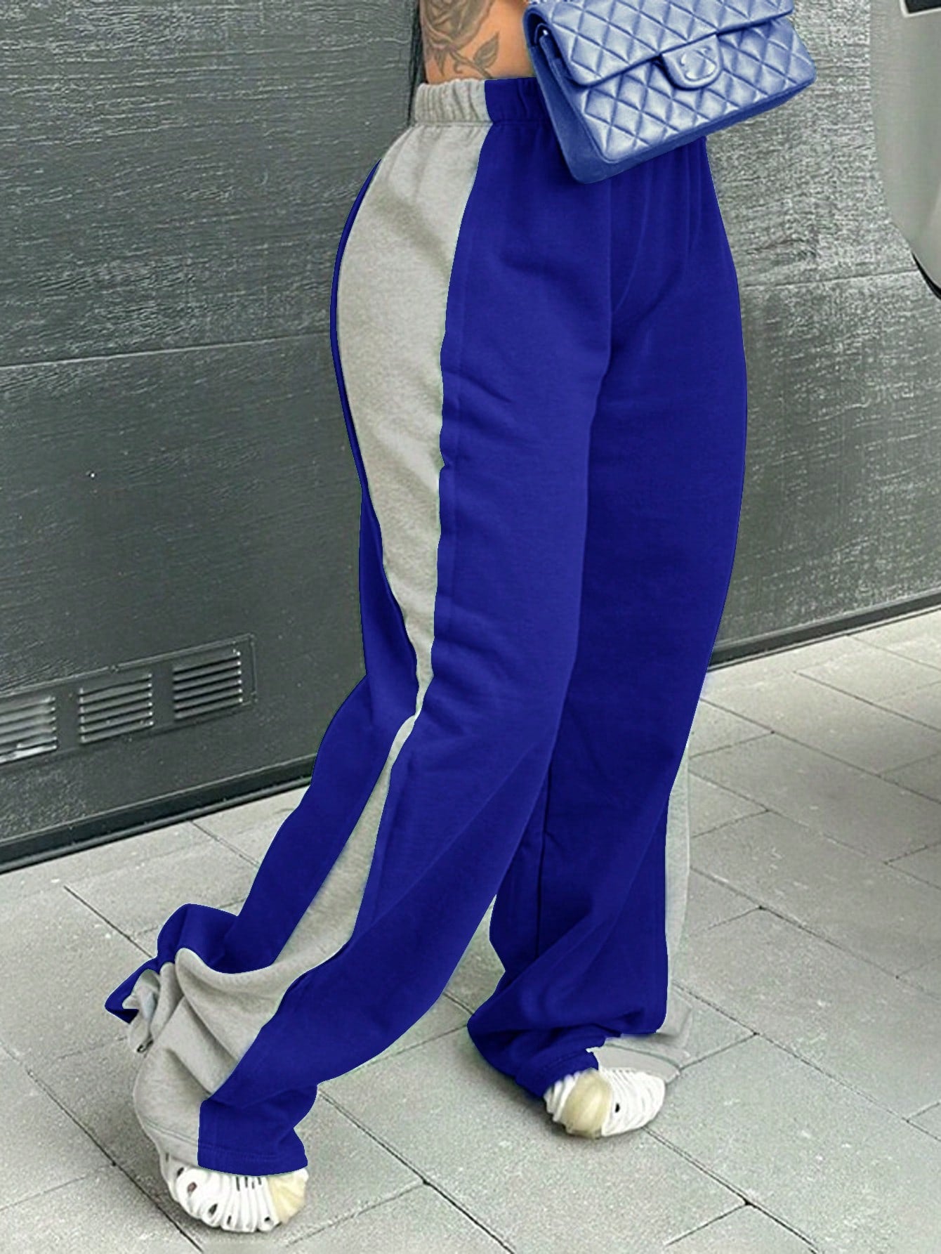Contrast Side Seam Drawstring Waist Sweatpants