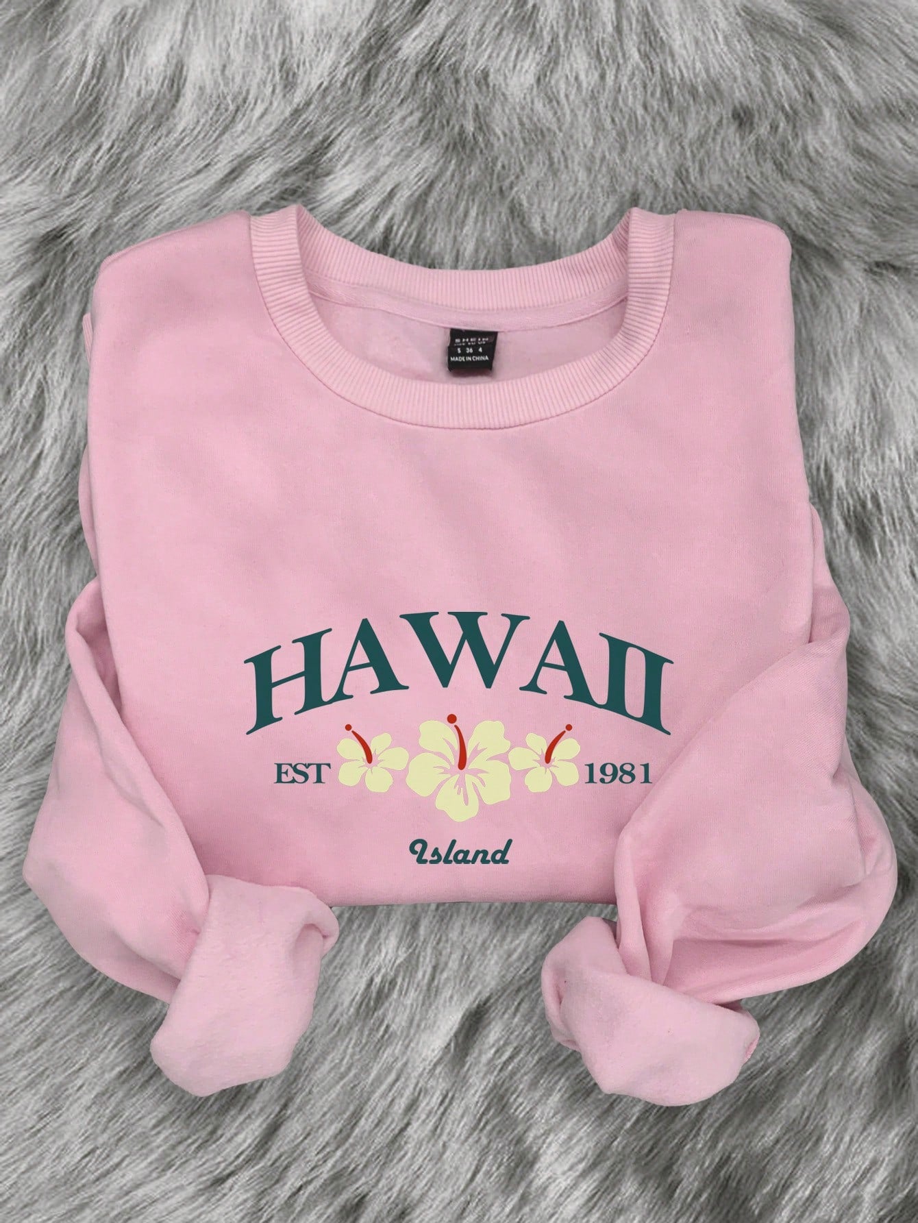Women Casual Minimalist Printed Round Neck Loose Long Sleeve Beach Pattern Sweatshirt For SpringSummer