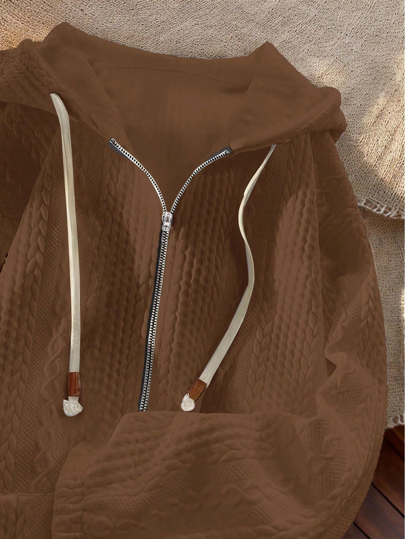 Autumn/Winter Long Sleeve Hooded Jacket With Pockets, 3D Texture, Sweatshirt Hoodie