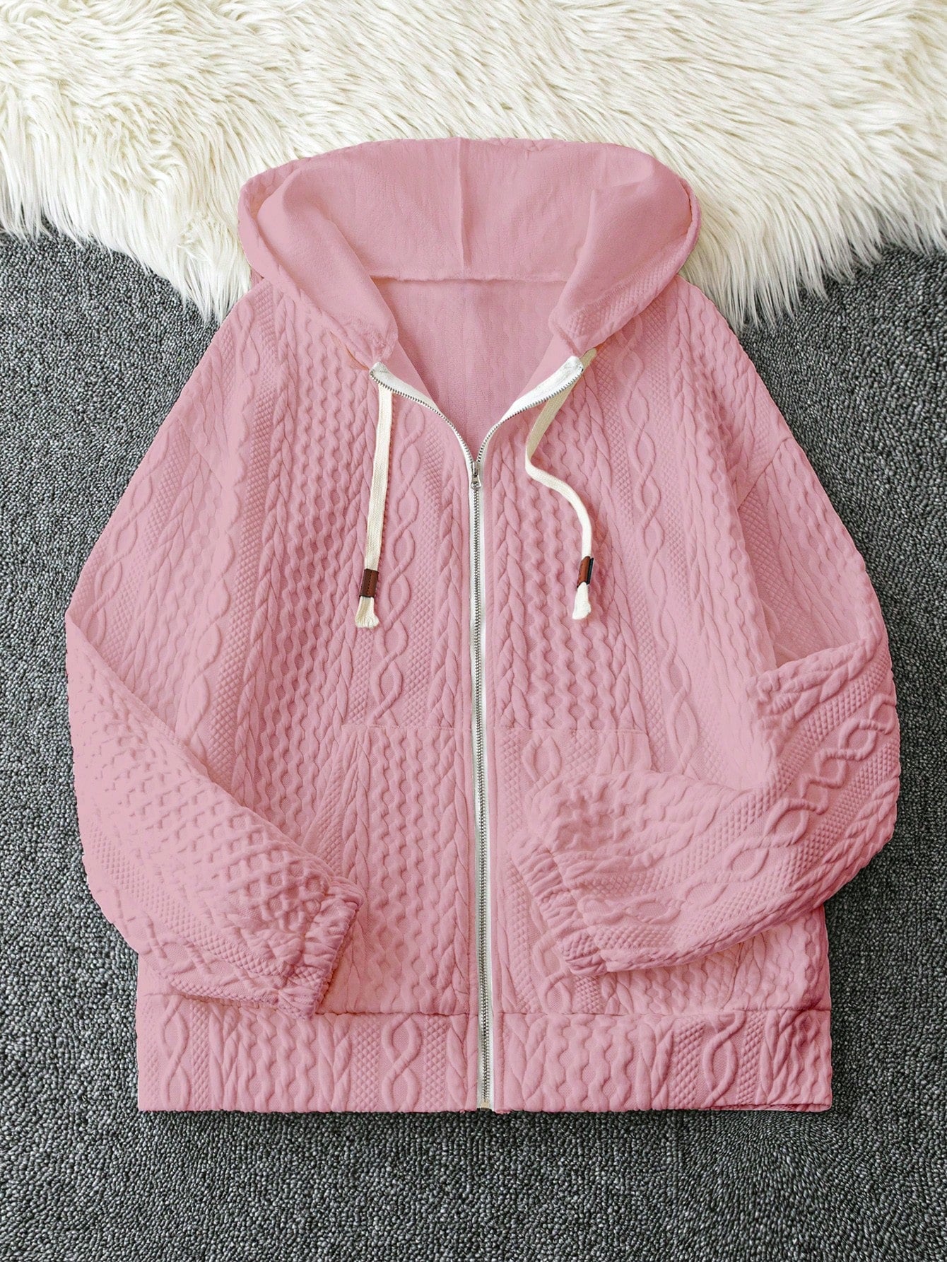 Autumn/Winter Long Sleeve Hooded Jacket With Pockets, 3D Texture, Sweatshirt Hoodie