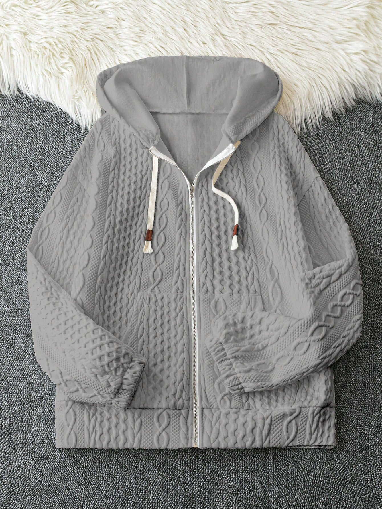 Autumn/Winter Long Sleeve Hooded Jacket With Pockets, 3D Texture, Sweatshirt Hoodie