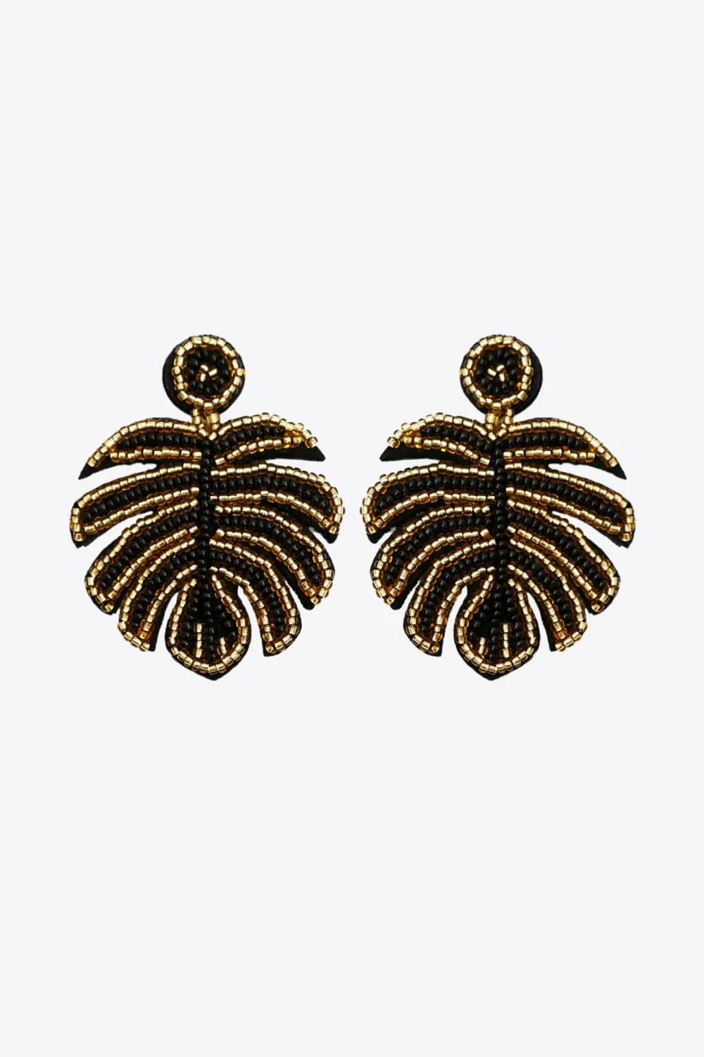 Beaded Banana Leaf Earrings