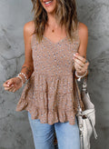 Printed Frill Trim V-Neck Tiered Cami