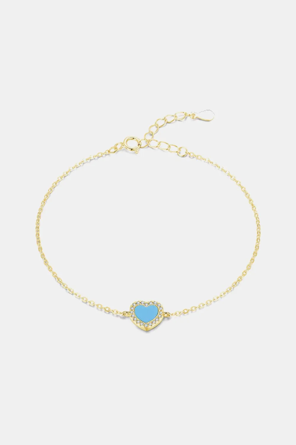 925 Sterling Silver Heart Shape Spring Ring Closure Bracelets