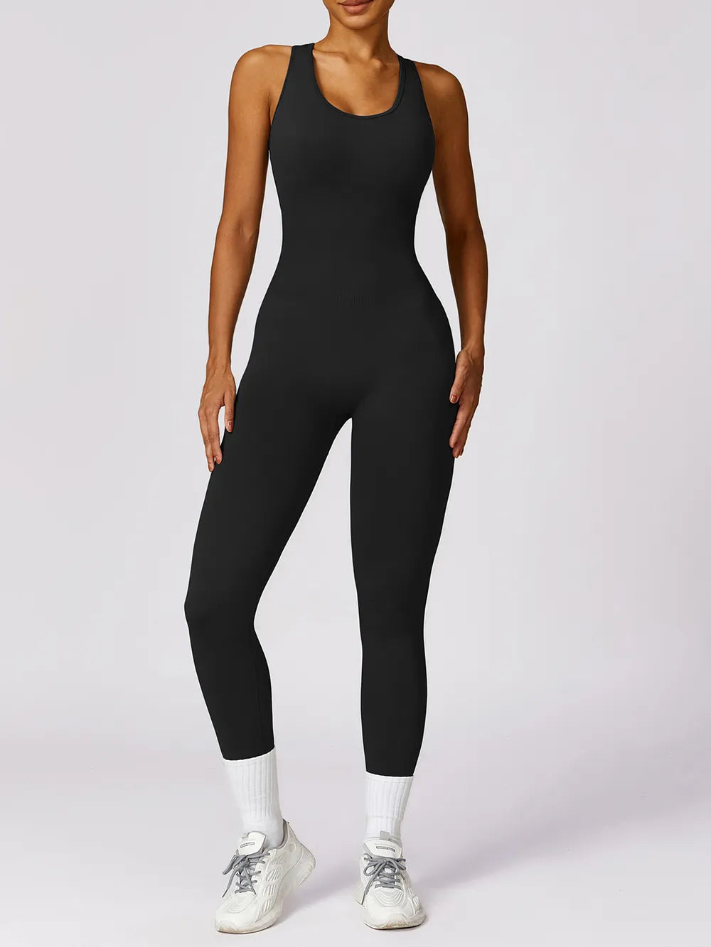 Basic Sleeveless Cutout Racerback Active Jumpsuit