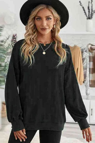 Balloon Sleeve Drop Shoulder Tops