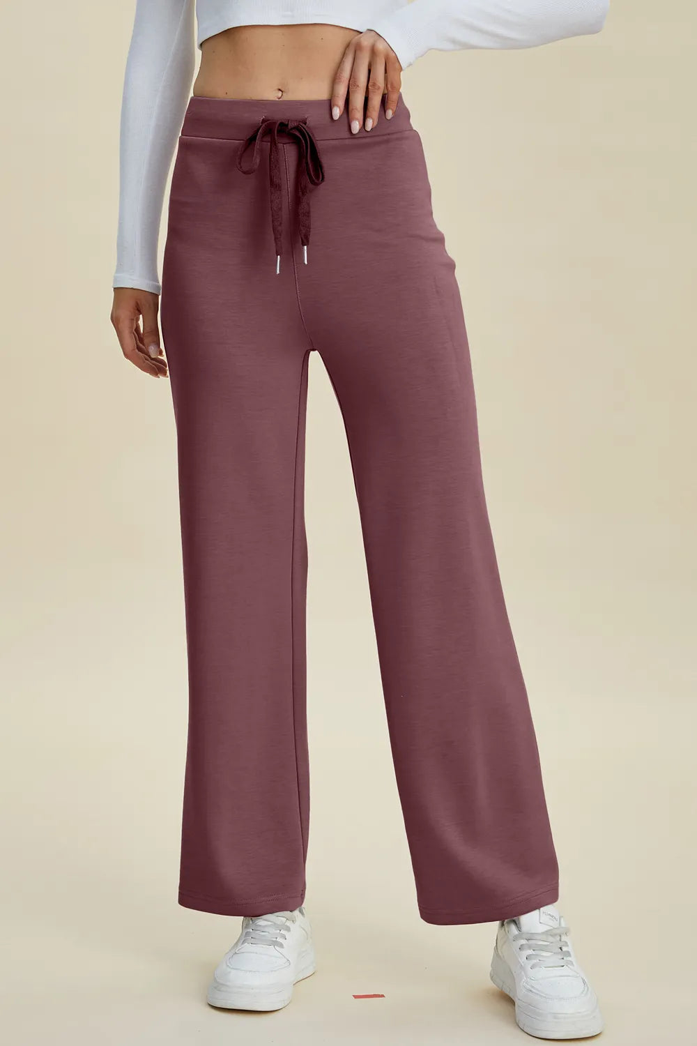 Basic Full Size Air Scuba Drawstring Wide Leg Pants