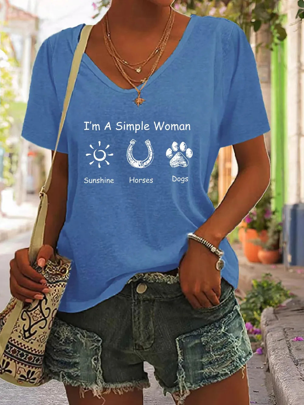 Full Size Graphic V-Neck T-Shirt