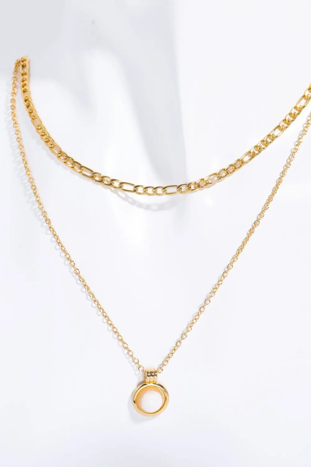 Copper 14K Gold-Plated Round Shape Aventurine Pendant Necklace