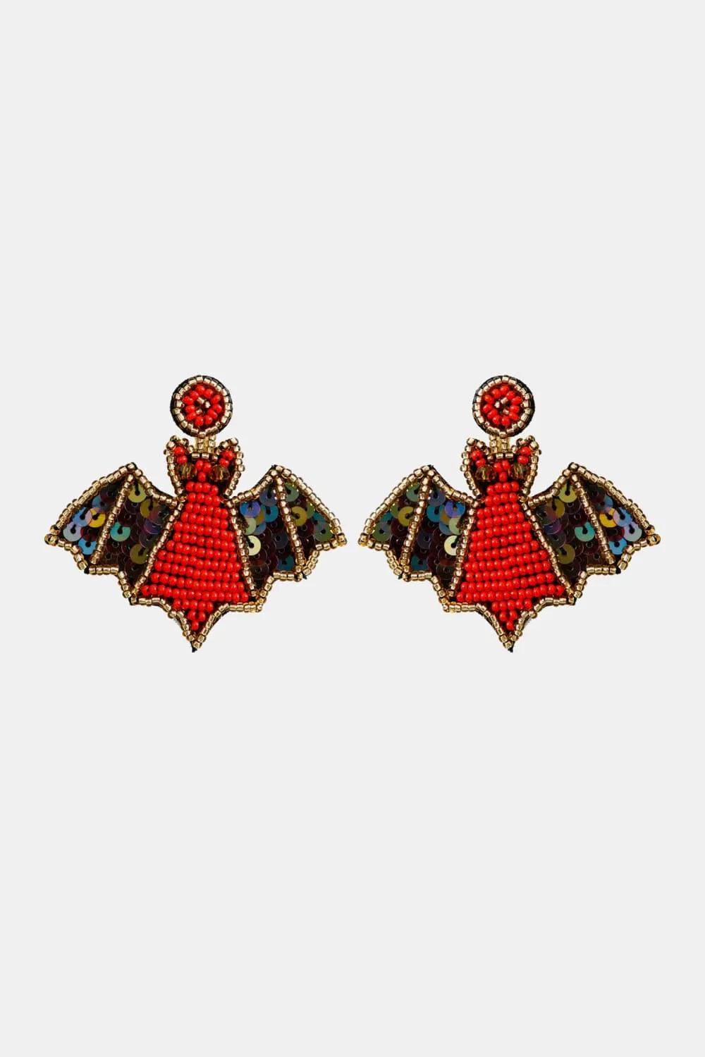Bat Shape Beaded Dangle Earrings