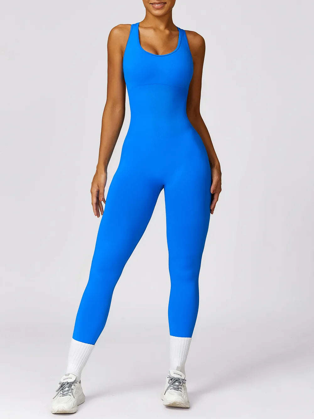 Basic Sleeveless Cutout Racerback Active Jumpsuit