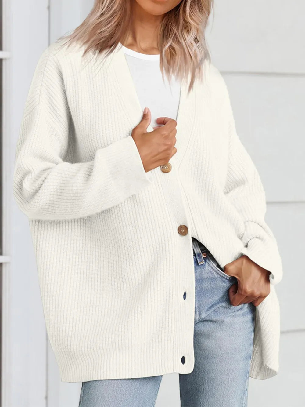 Button Up Long Sleeve Cardigan