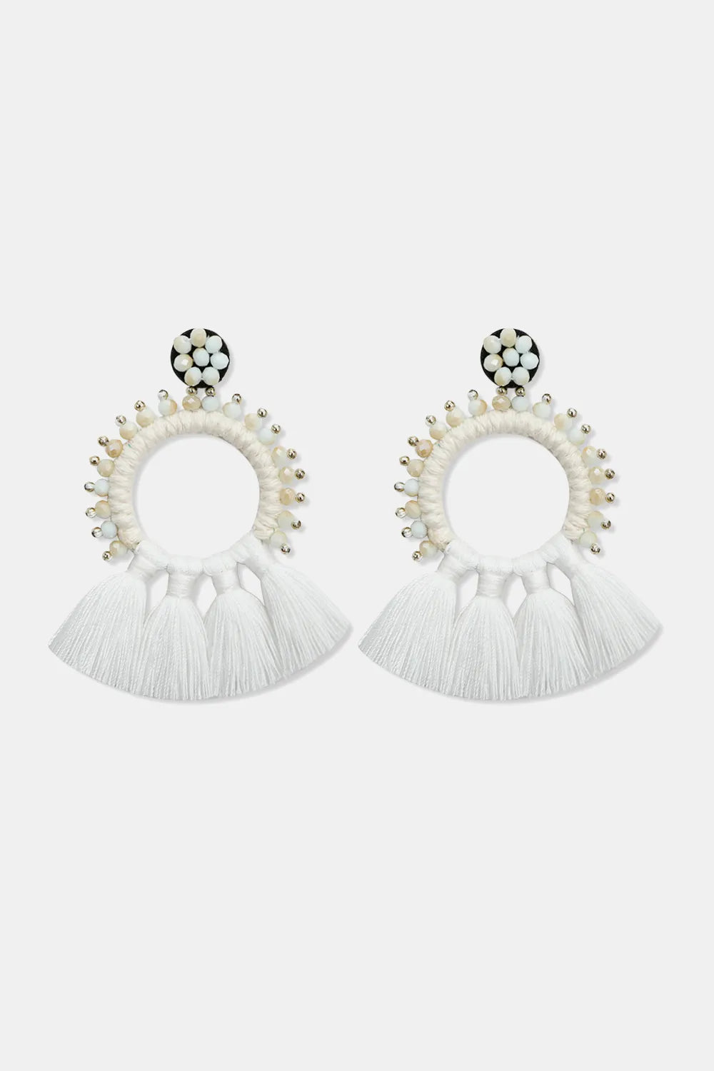 Bead Detail Tassel Dangle Earrings