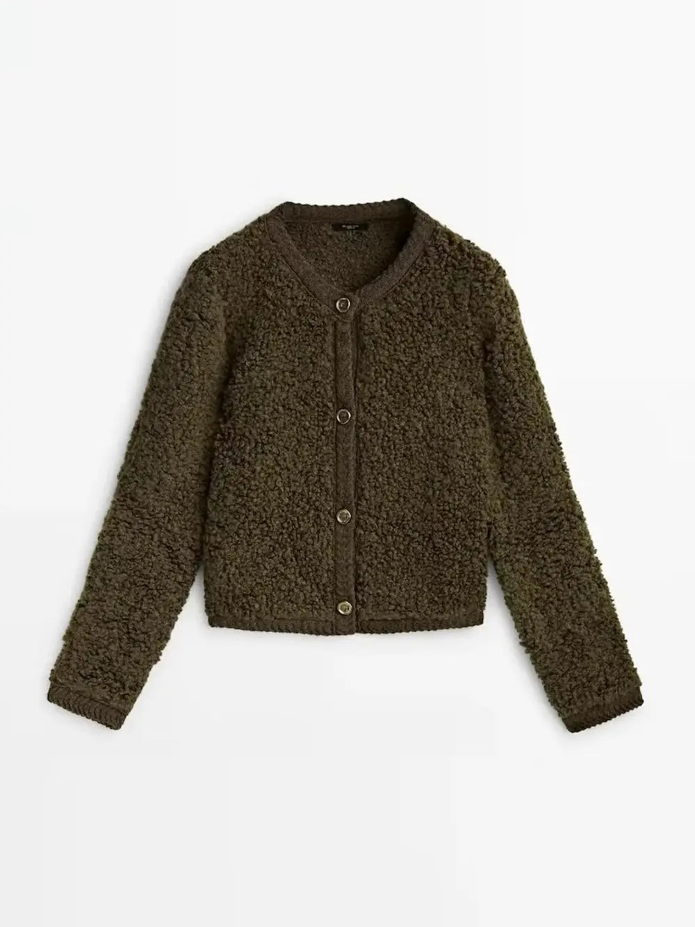 Button Up Round Neck Long Sleeve Jacket