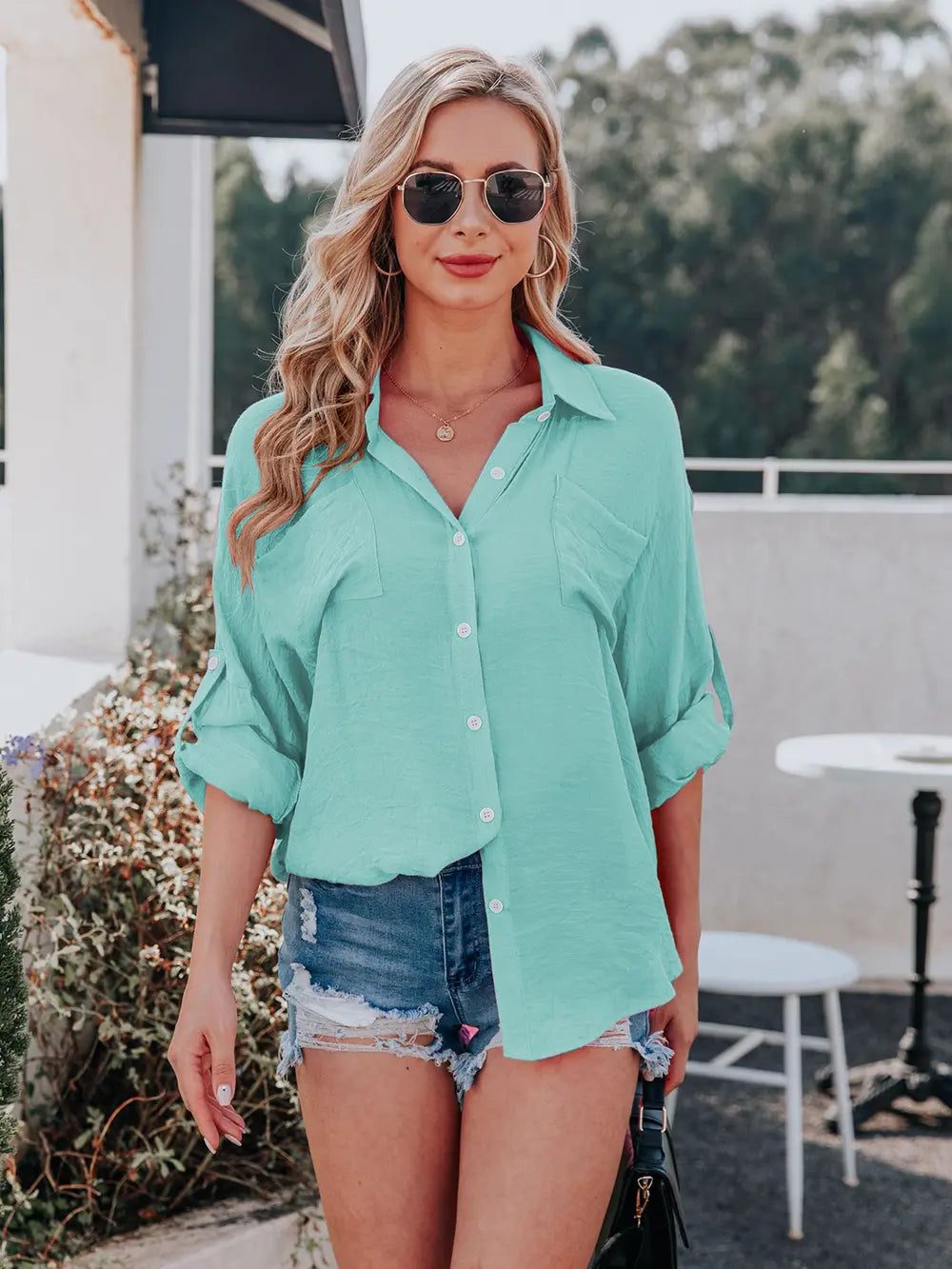 Collared Neck Button Up Shirt