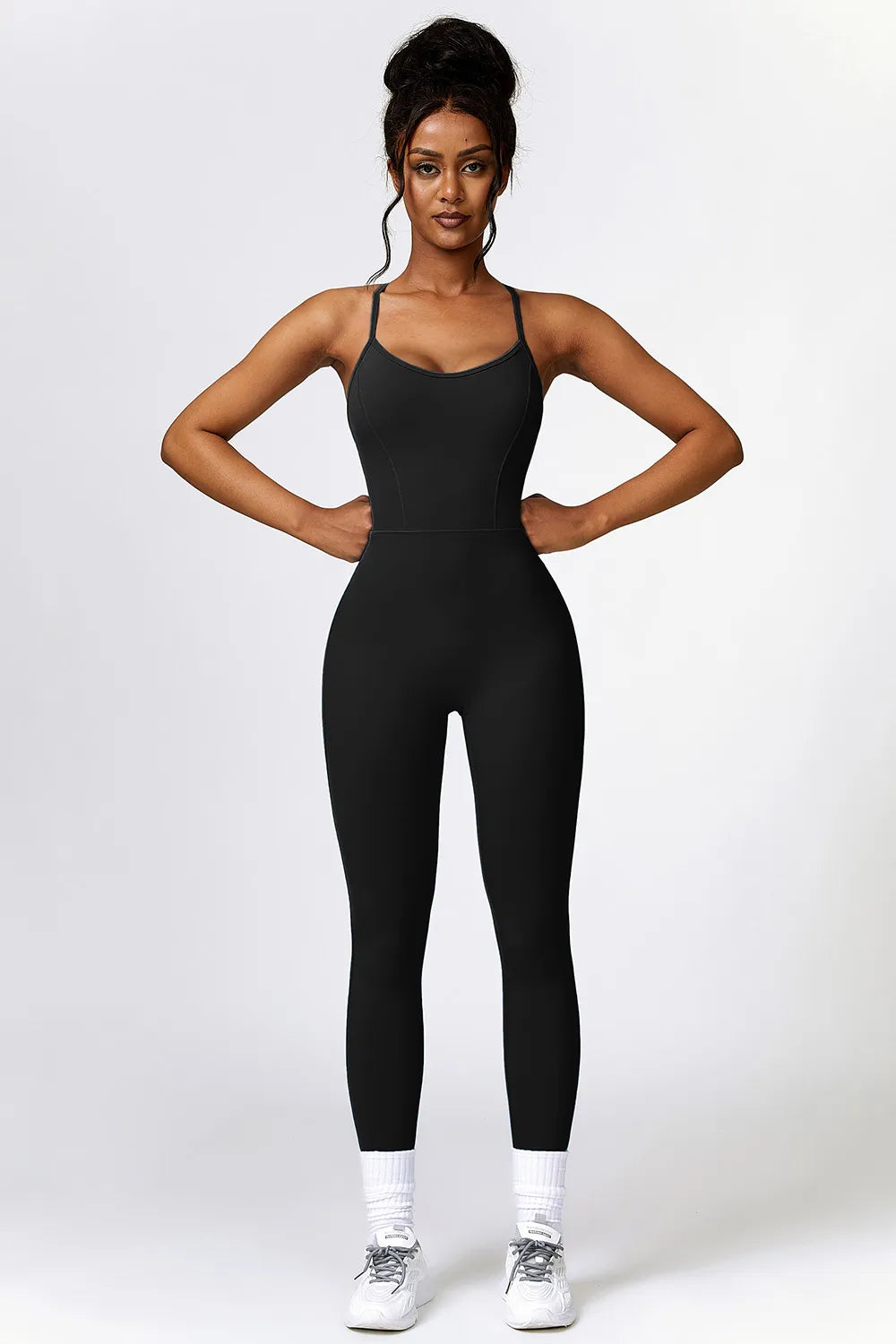 Basic Open Back Spaghetti Strap Active Jumpsuit