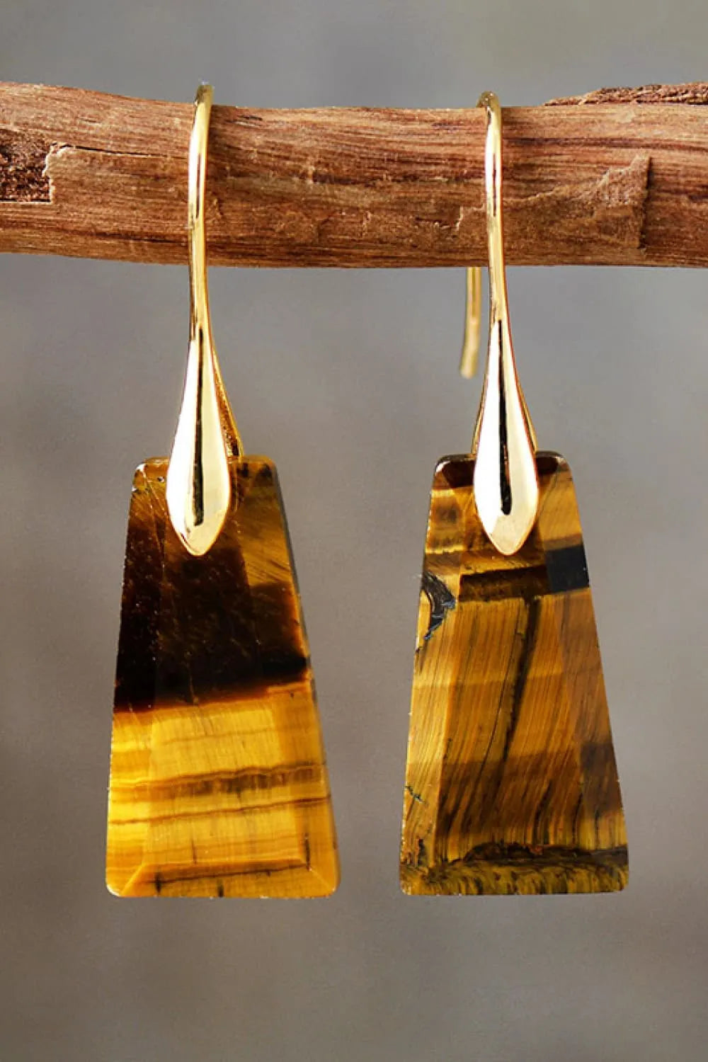 Handmade Geometrical Shape Natural Stone Dangle Earrings