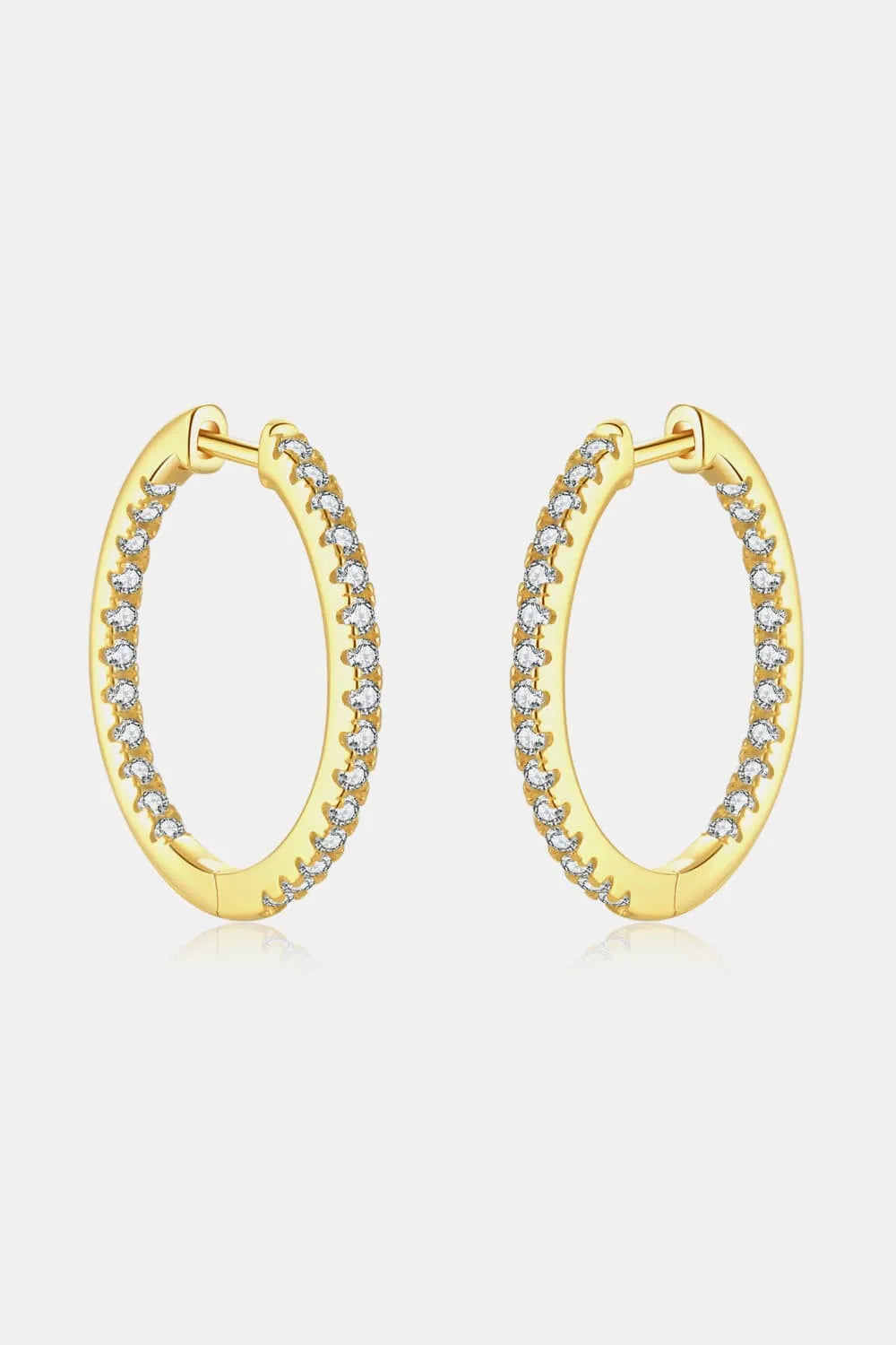 Inlaid Zircon 925 Sterling Silver Huggie Earrings